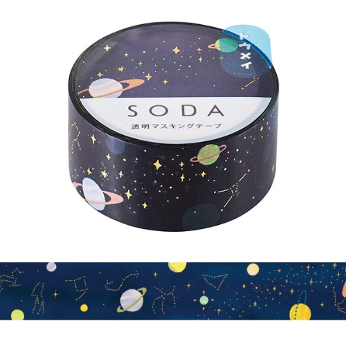 SODA 금박 투명 마스킹 테이프 20mm - 우주