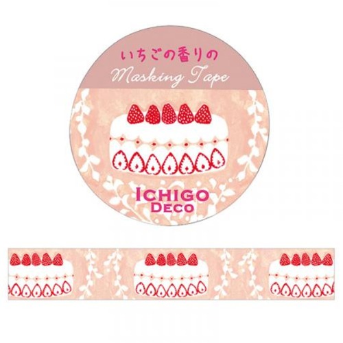 [점과 선무늬 제작소] 이치고 데코 케이크 딸기향 마스킹 테이프